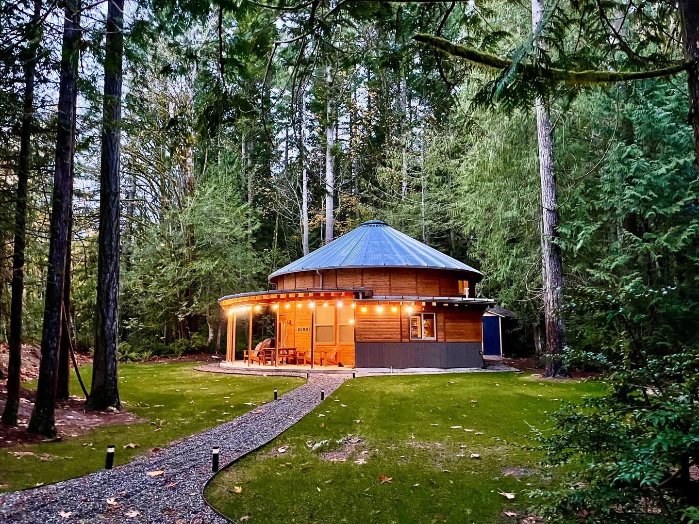 Round House vacation rental nestled in the Grand Forest of Bainbridge Island