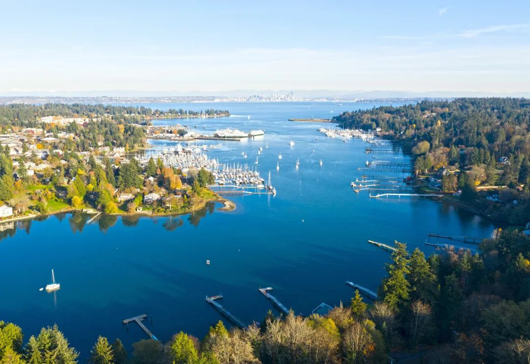 Aerial view of Bainbridge Island ferry terminal